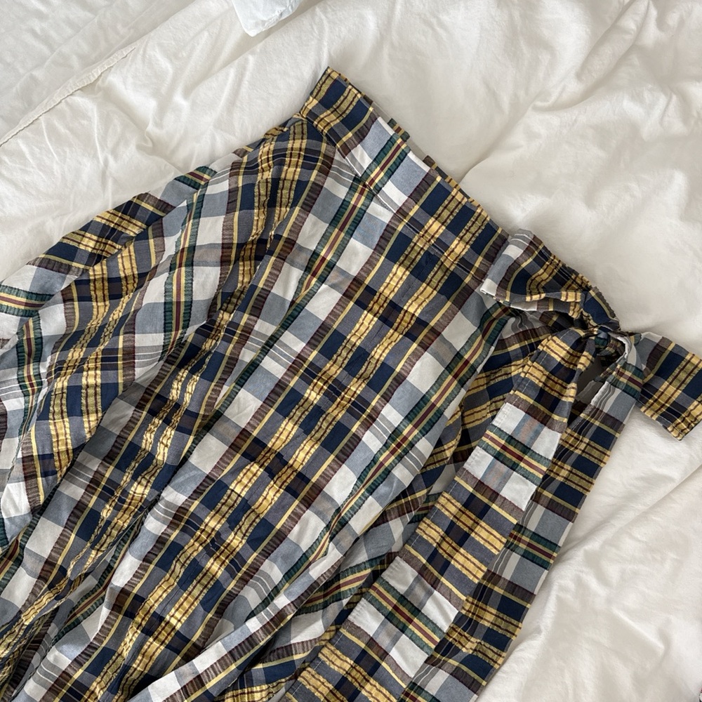 Uniqlo X JW Anderson Yellow and Blue Plaid A-Line Skirt